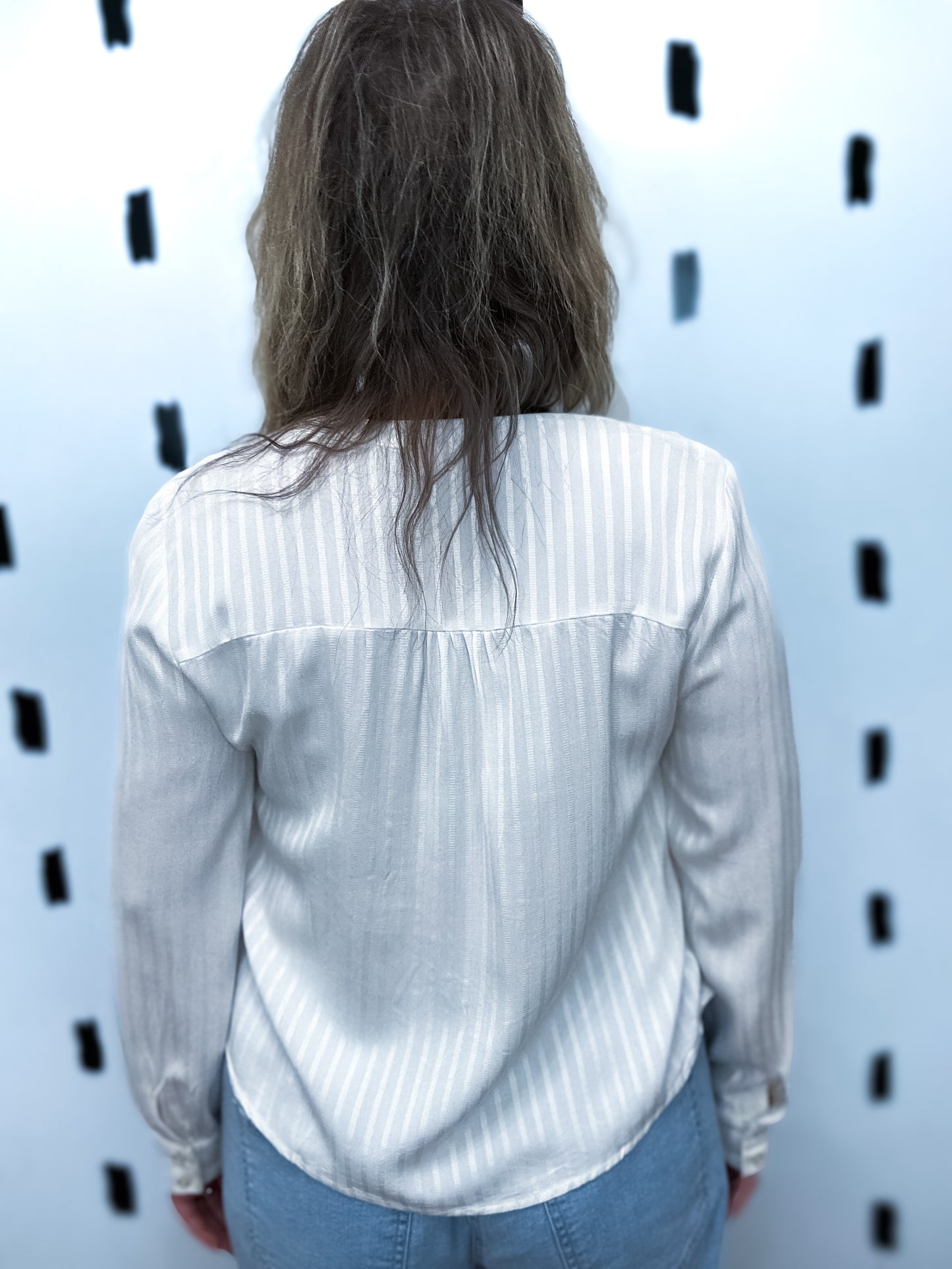 White Long Sleeve Pleated Blouse