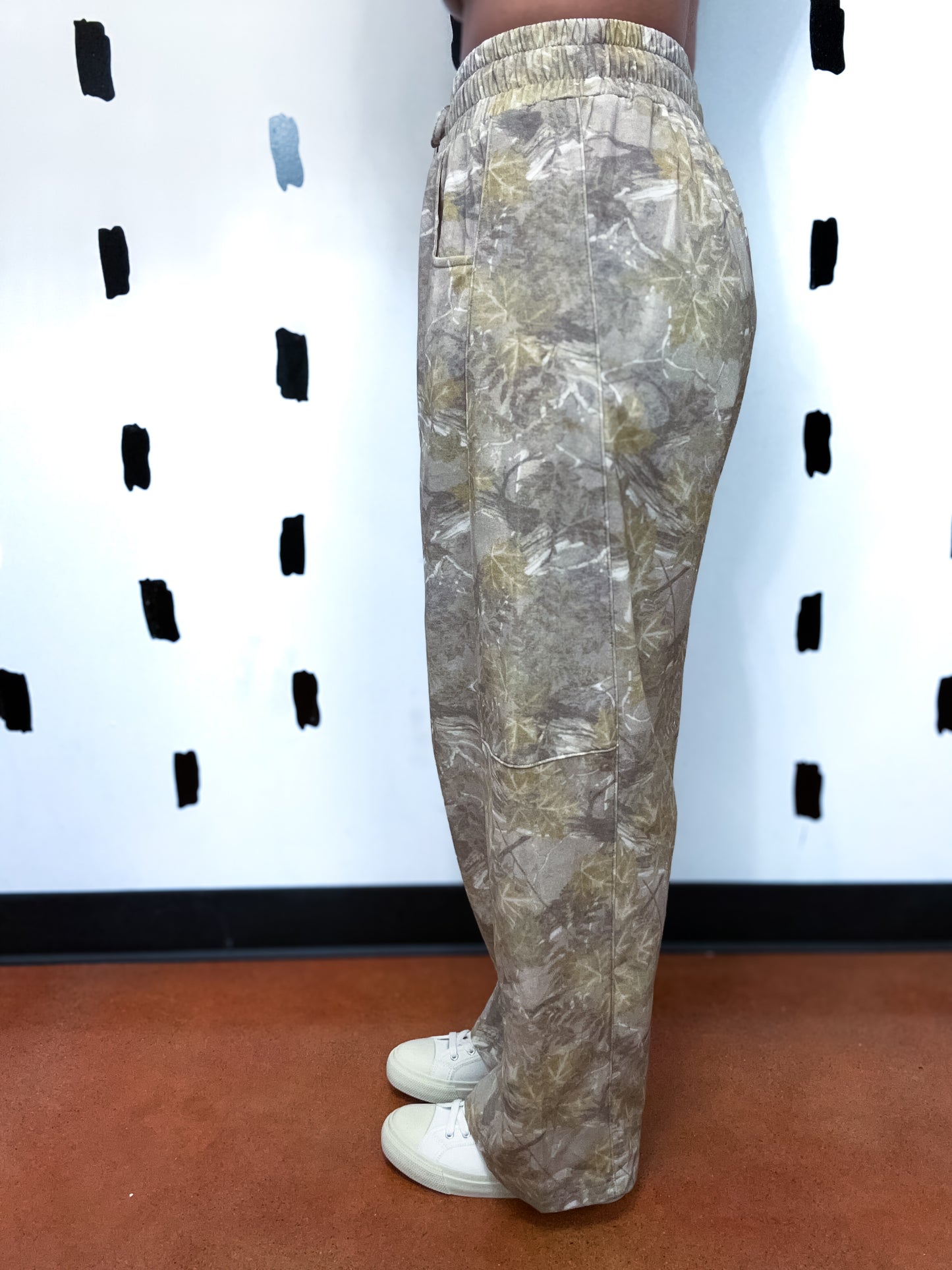 Taupe Camo Print Knit Pants
