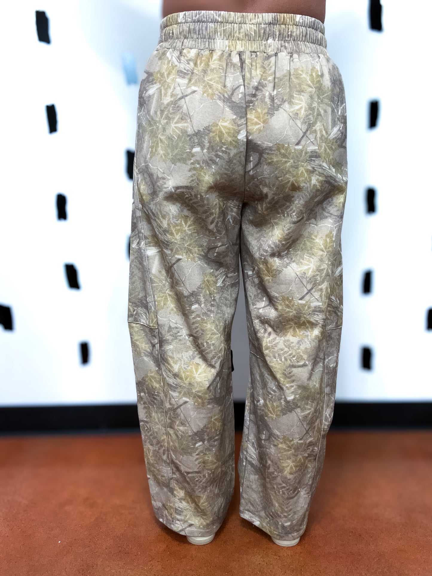 Taupe Camo Print Knit Pants