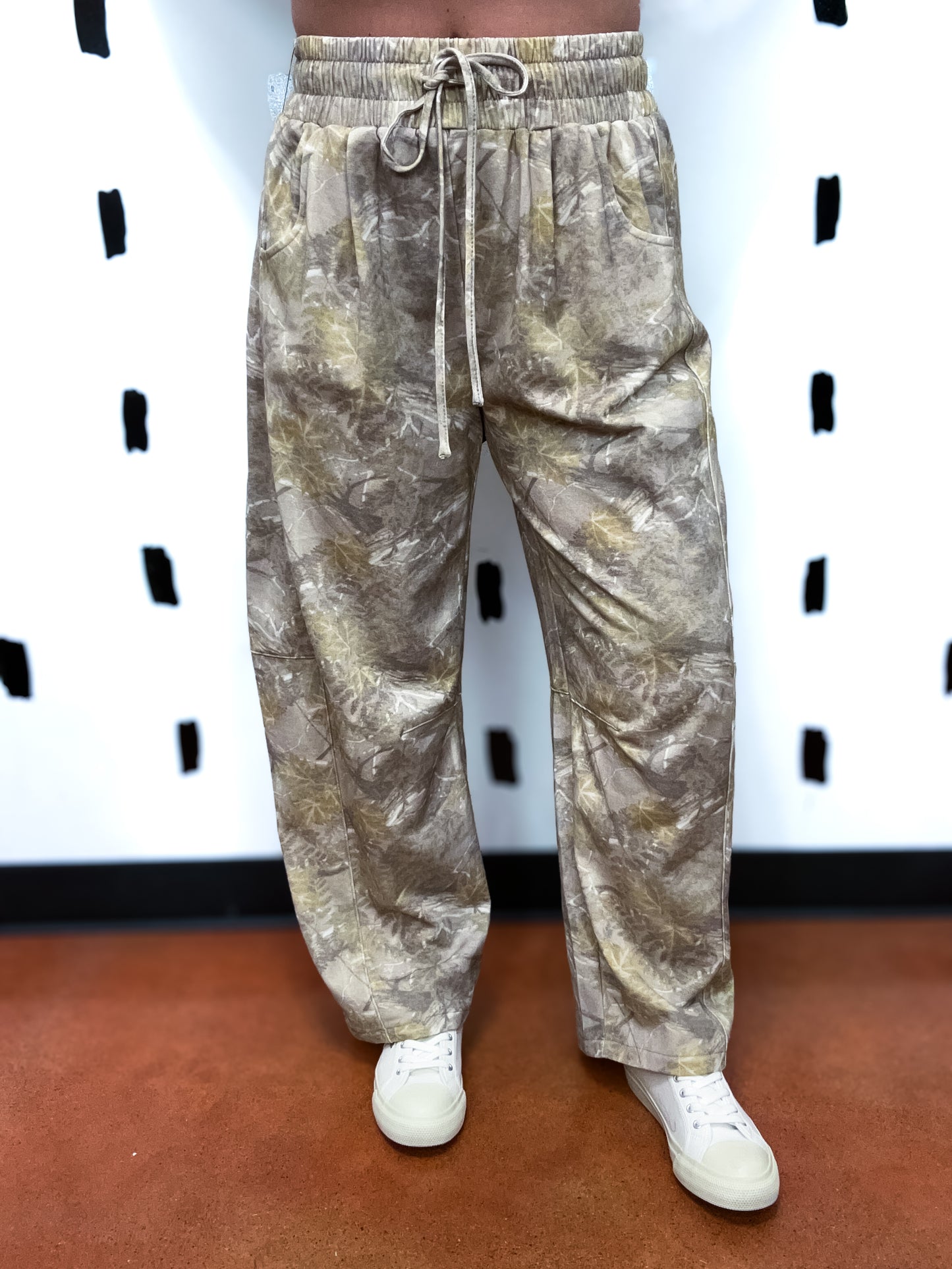 Taupe Camo Print Knit Pants