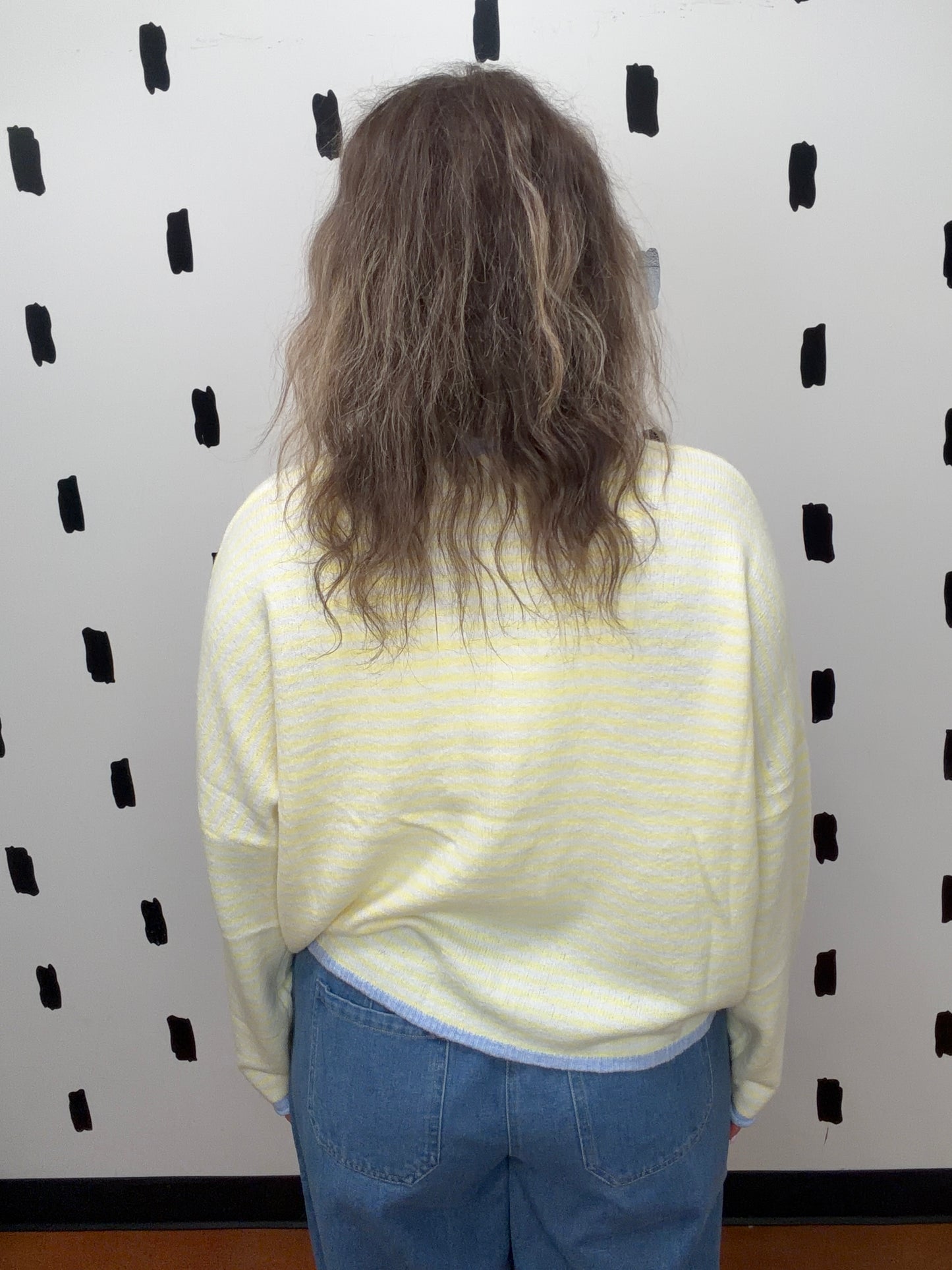 Yellow Striped Button Up Cardigan