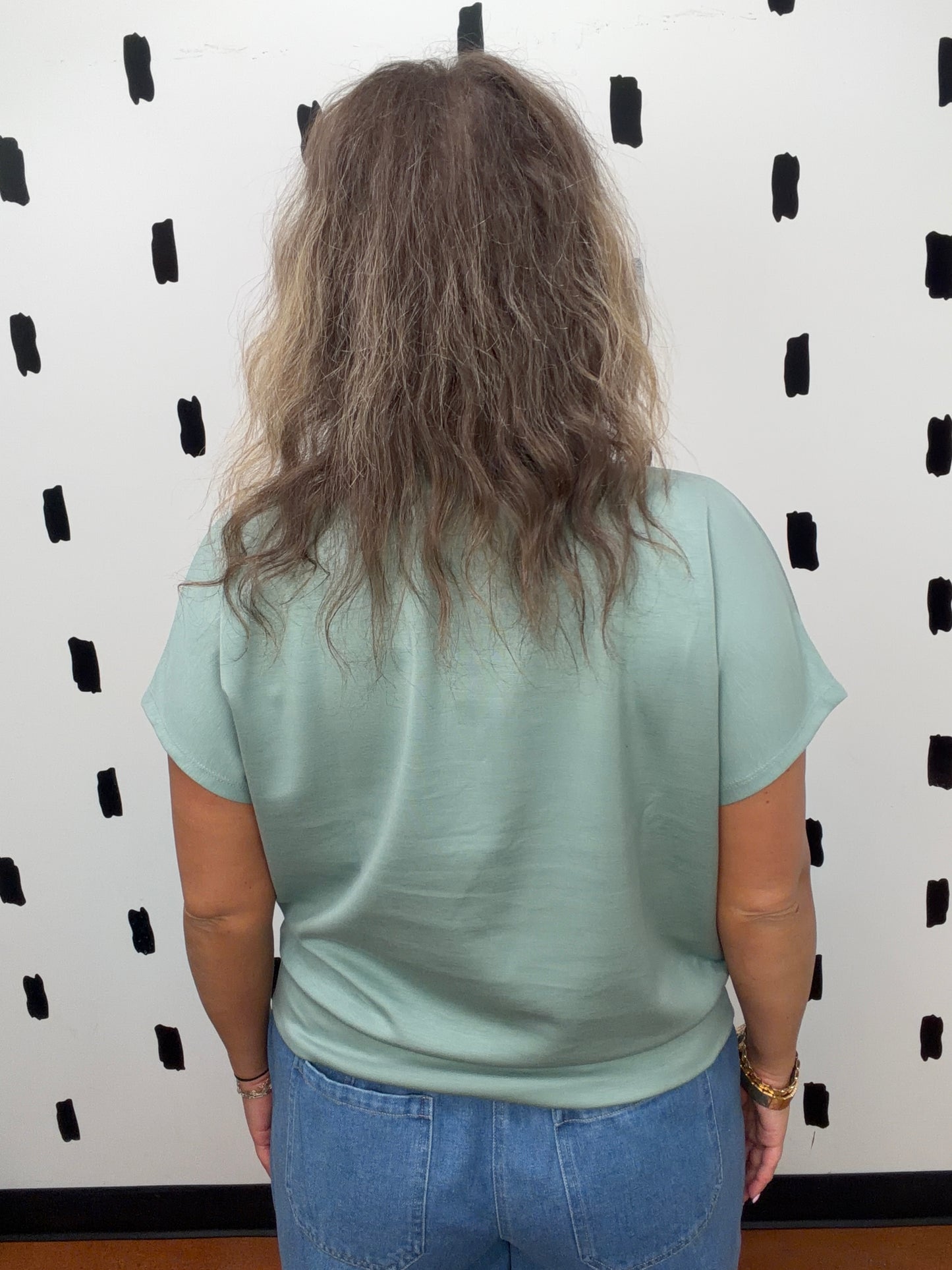 Sage Green Crew Neck Short Sleeve Top