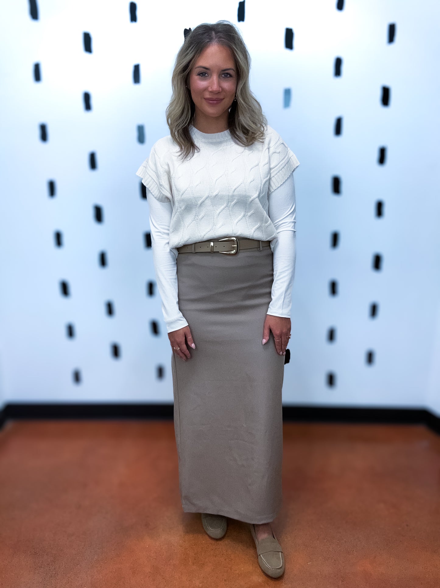 Mocha Pencil Midi Skirt