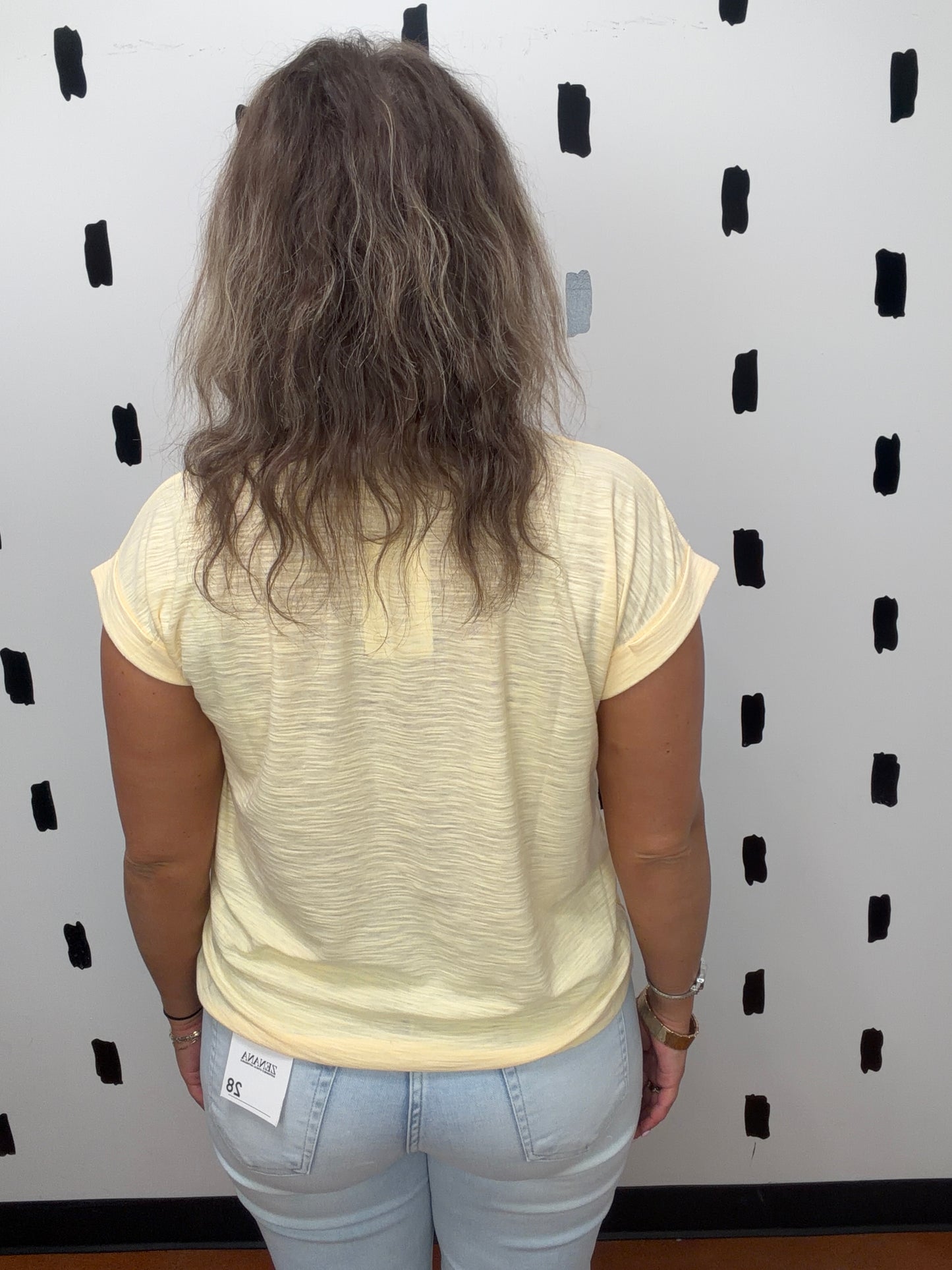 Butter Yellow Cuffed Short Sleeve