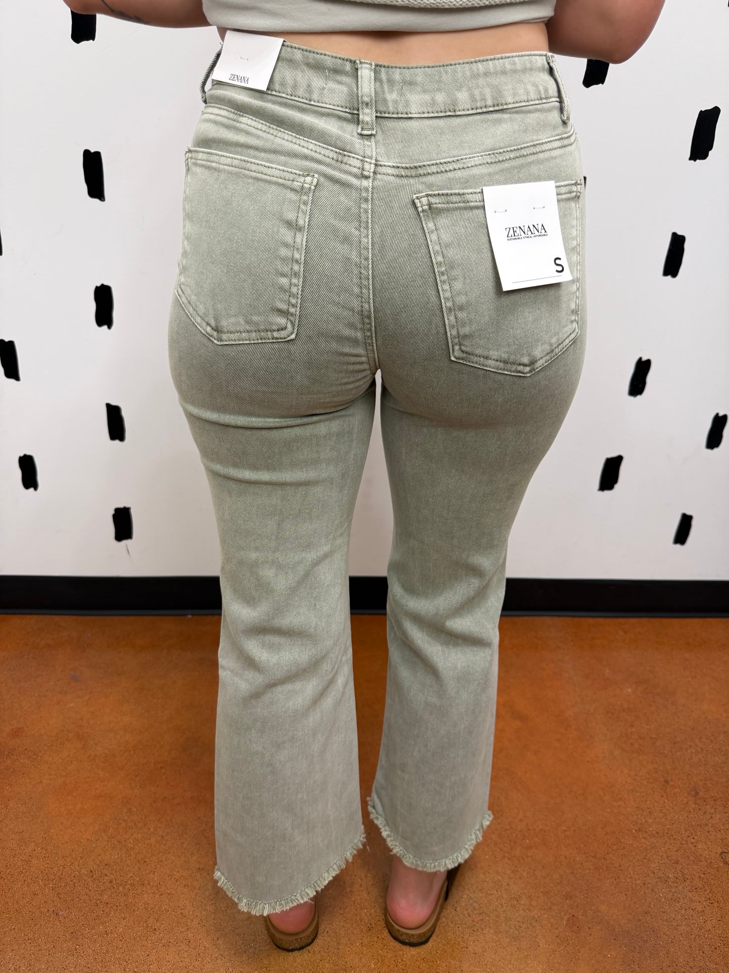 Lt. Olive High Waist Bootcut Pants