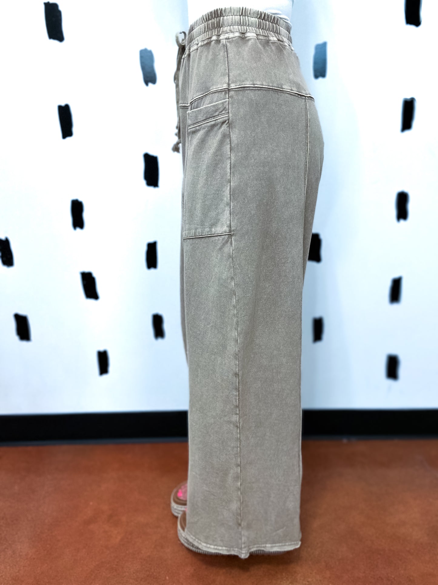 Mushroom Mineral Wash Baggy Pants