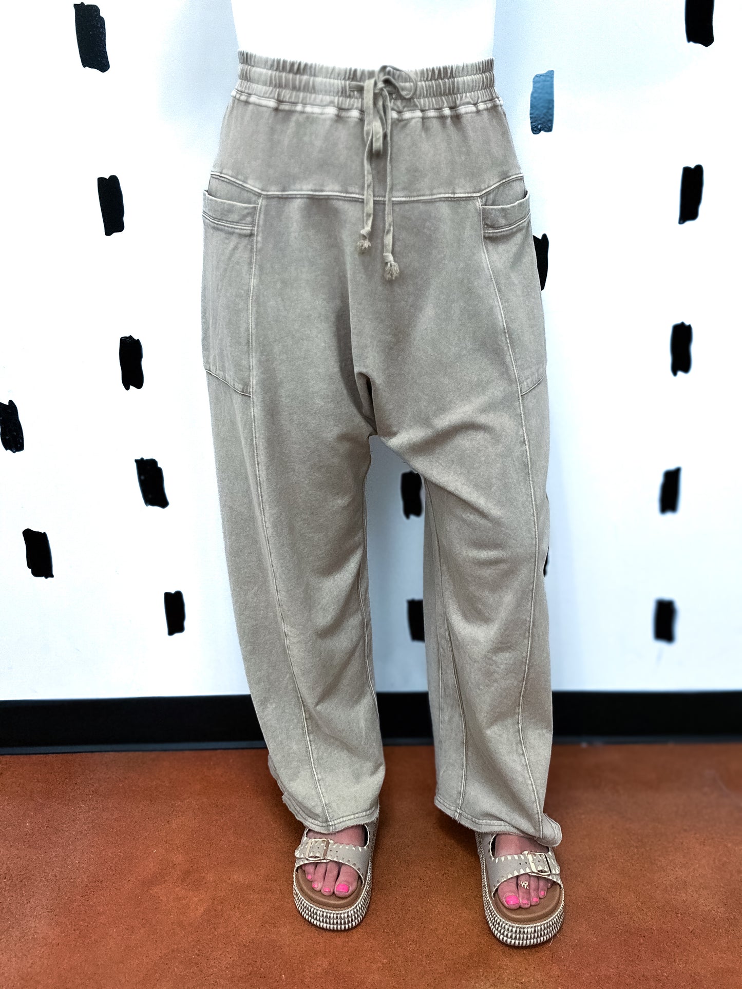 Mushroom Mineral Wash Baggy Pants