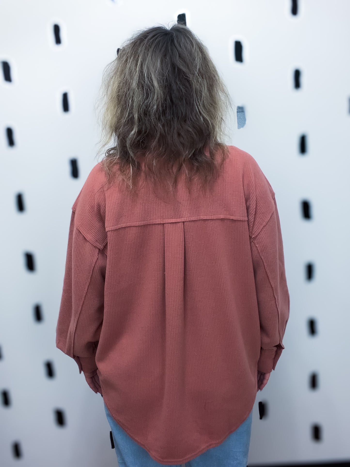 Terracotta Button Up Ribbed Top