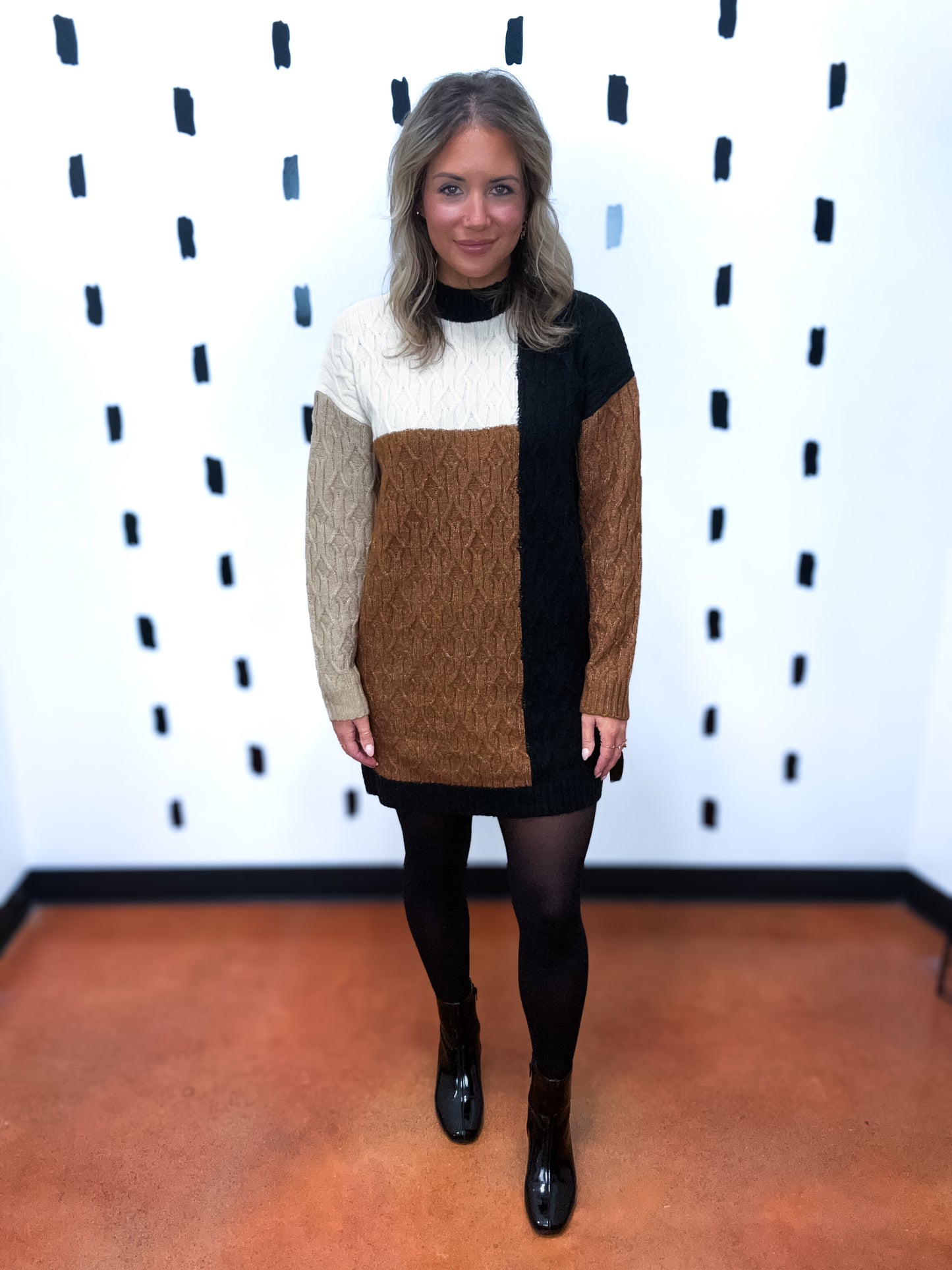 Black Colorblock Sweater Dress