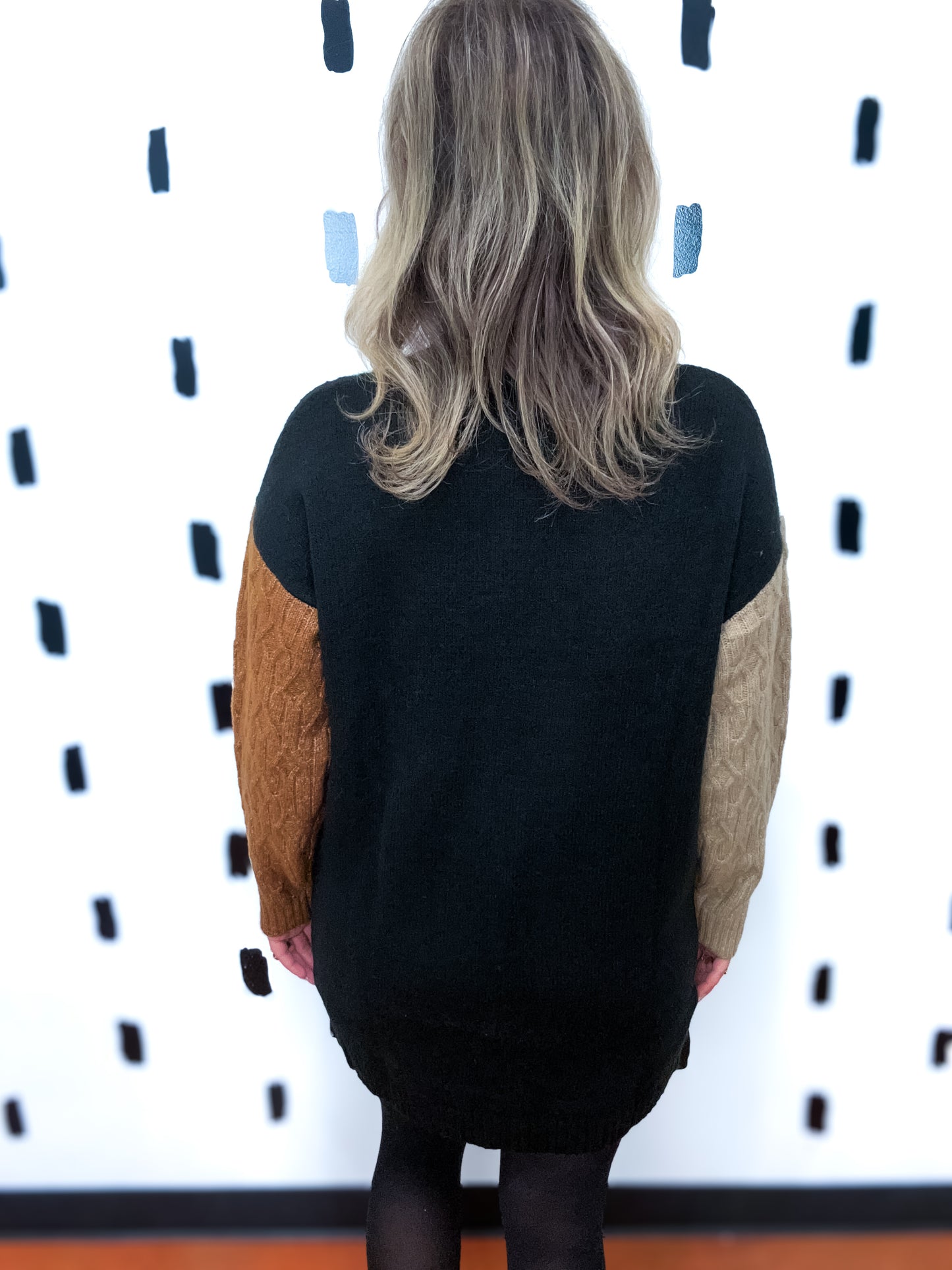 Black Colorblock Sweater Dress