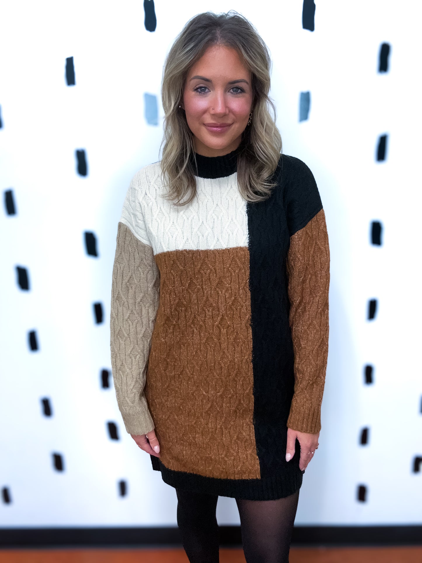 Black Colorblock Sweater Dress