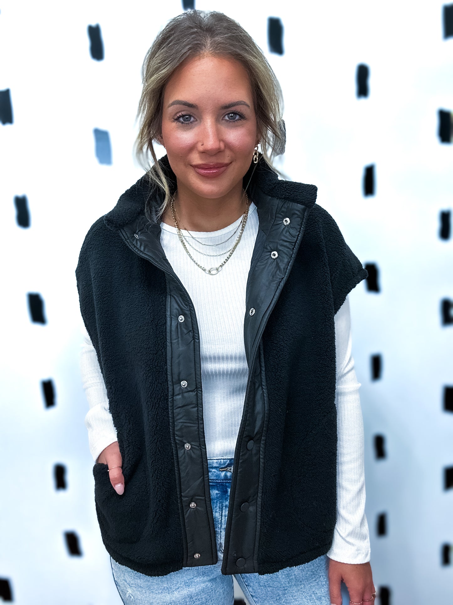 Black Fleece Oversized Vest