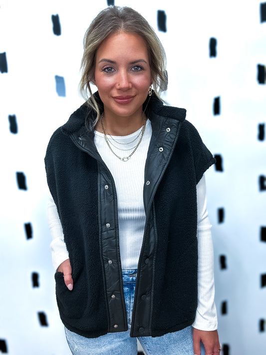 Black Fleece Oversized Vest