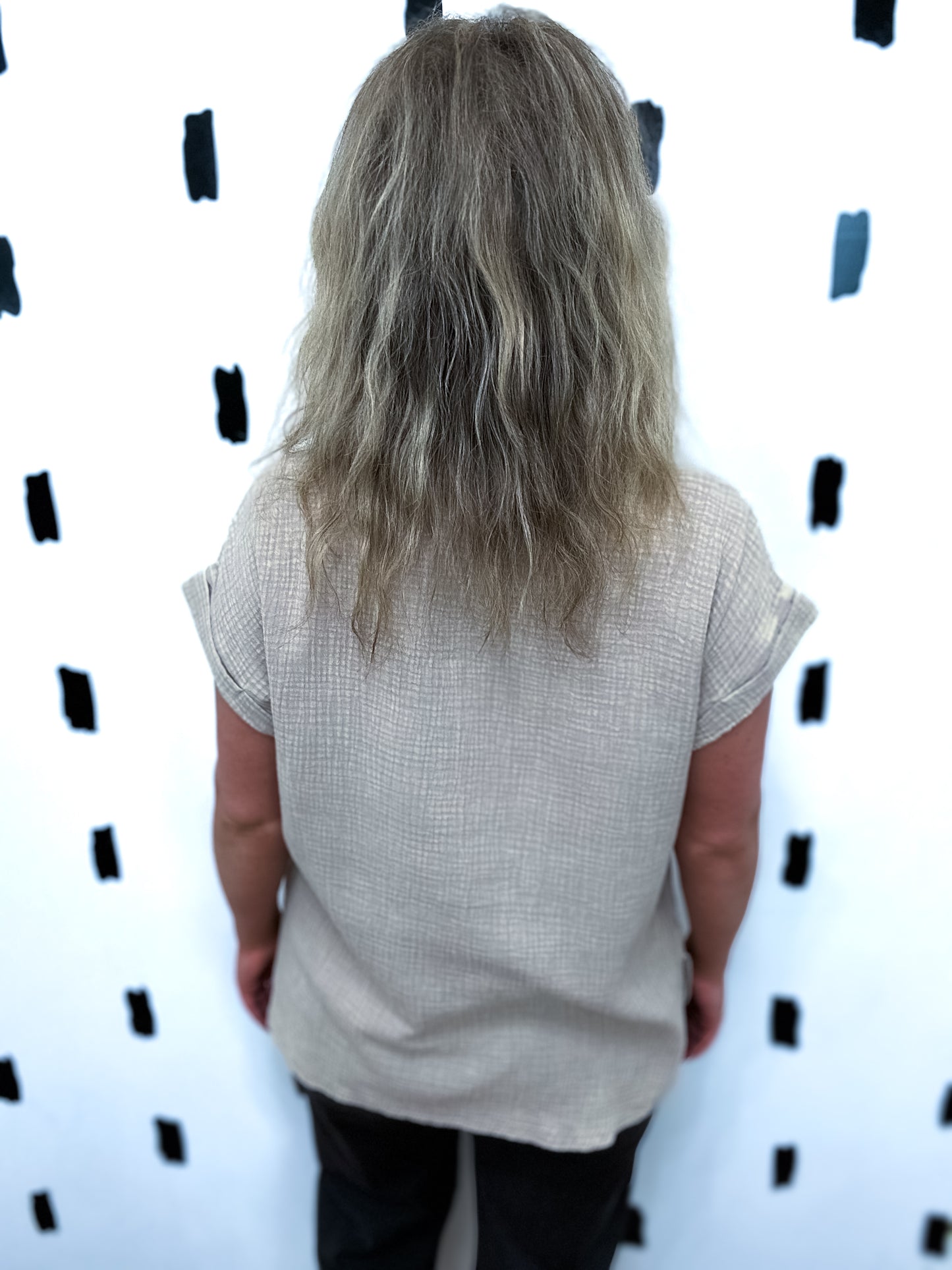 Ash Mocha Gauze Short Sleeve Top
