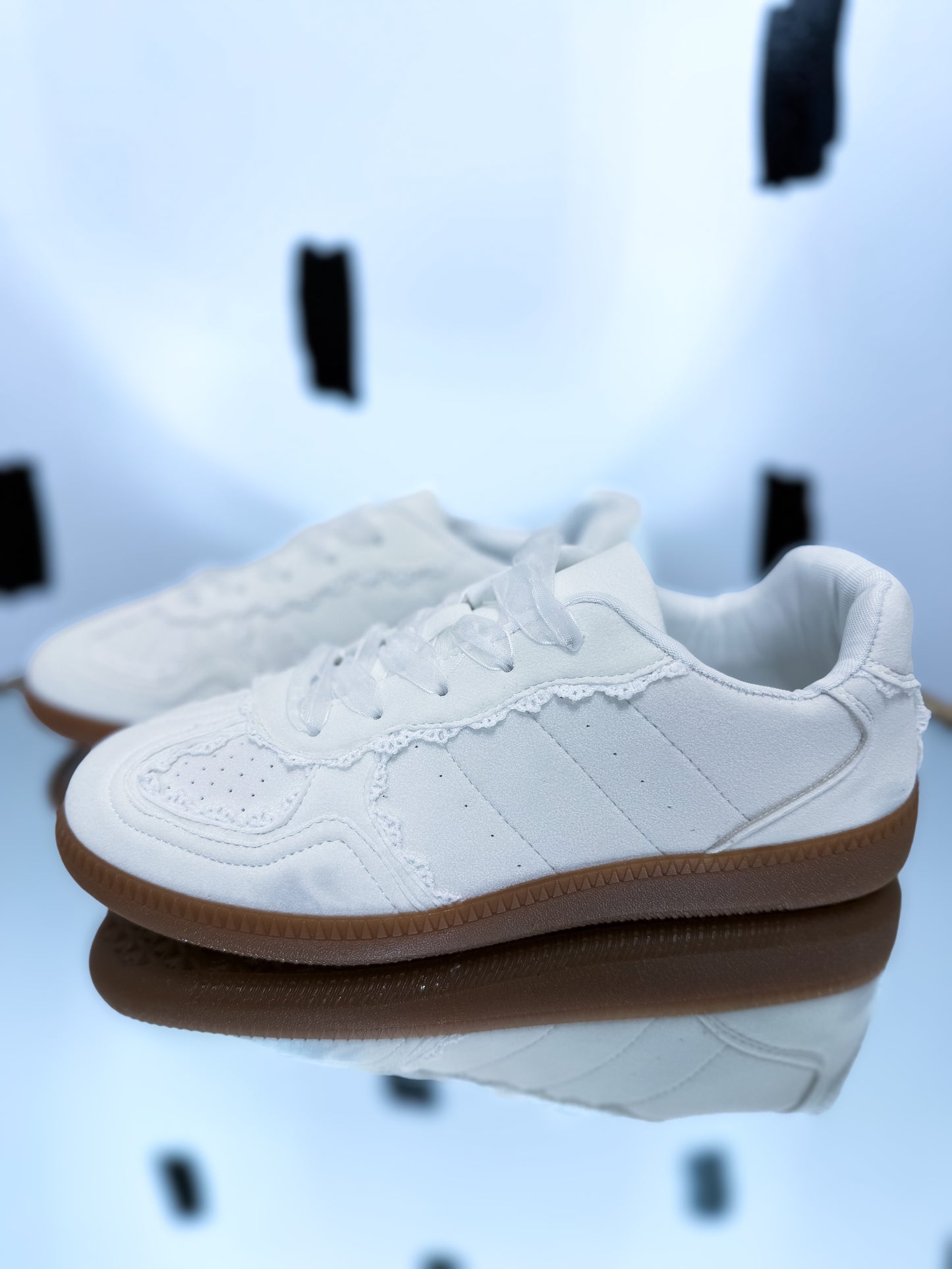 White Lace Accent Sneakers