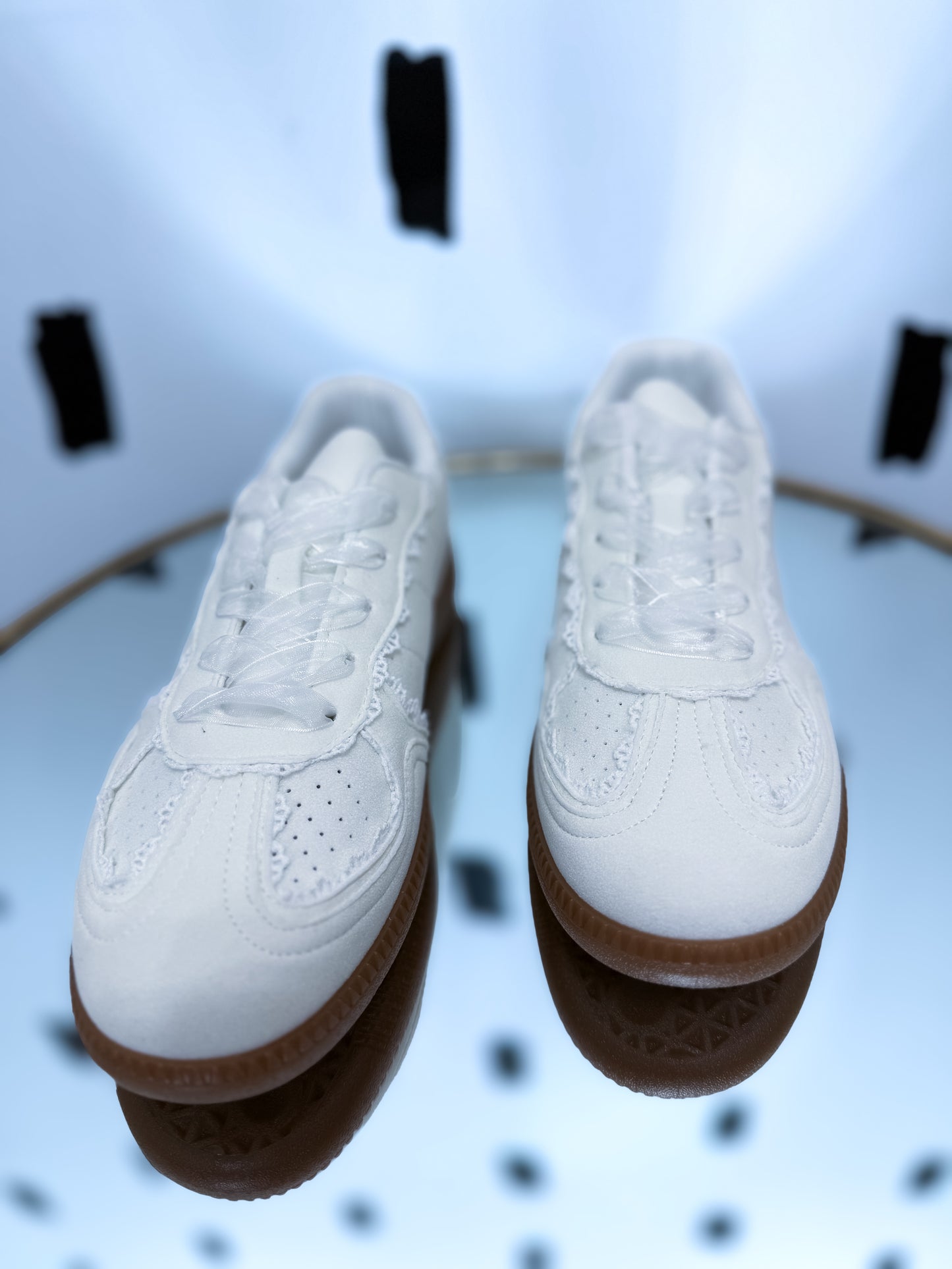 White Lace Accent Sneakers