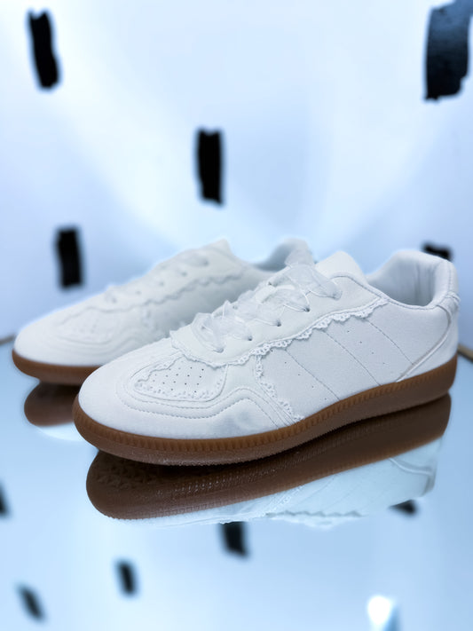 White Lace Accent Sneakers