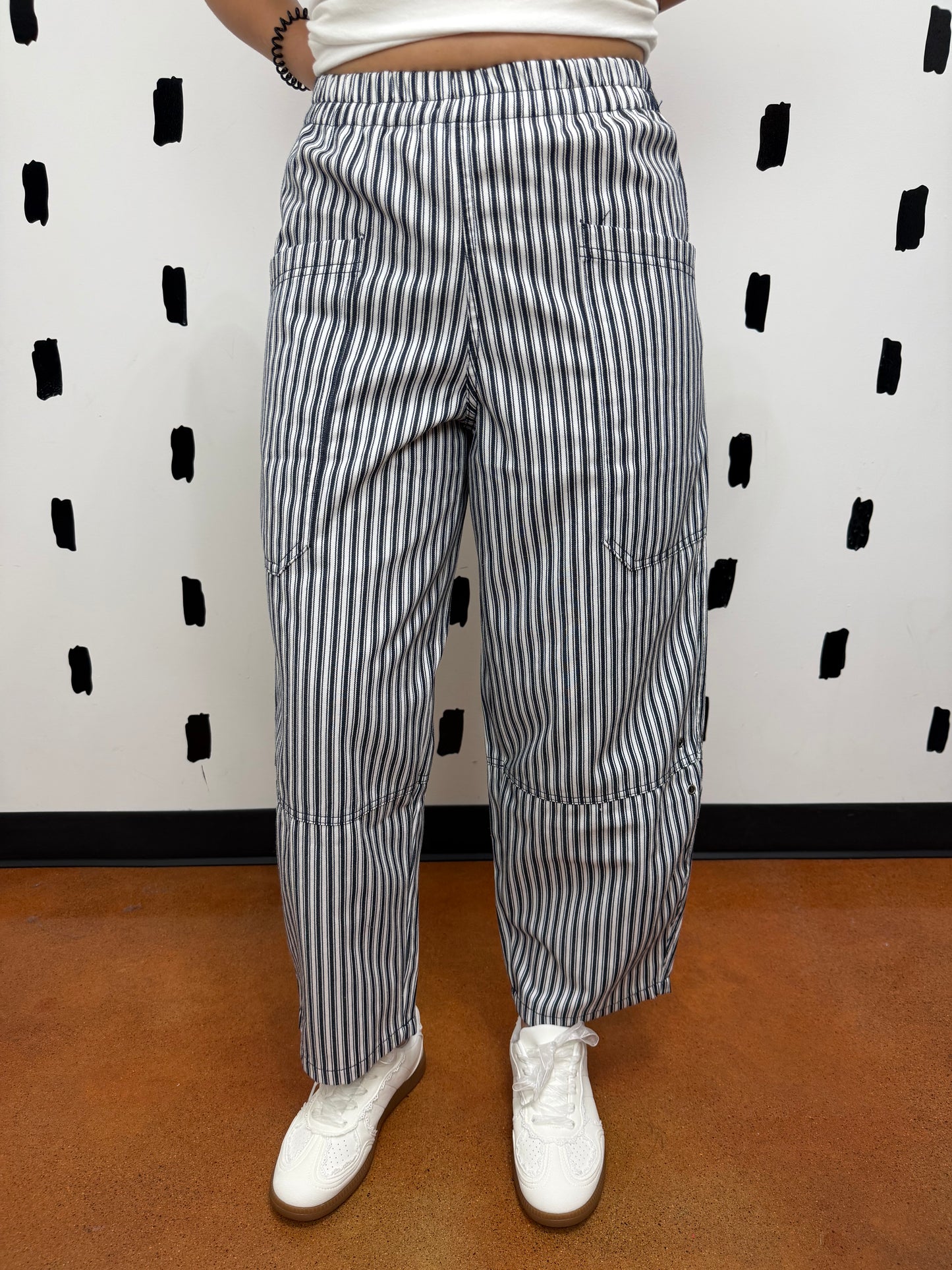 Navy Stripe Wide Leg Pants