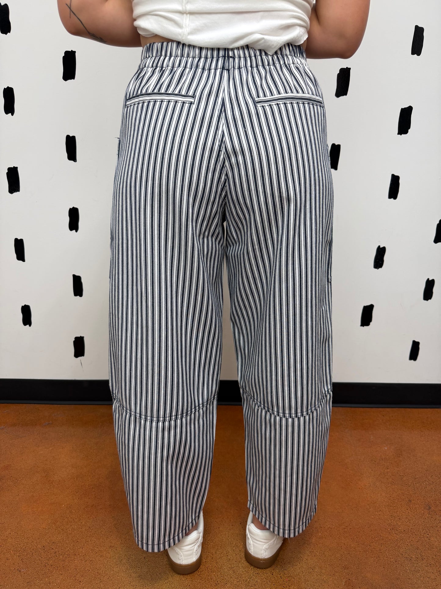 Navy Stripe Wide Leg Pants