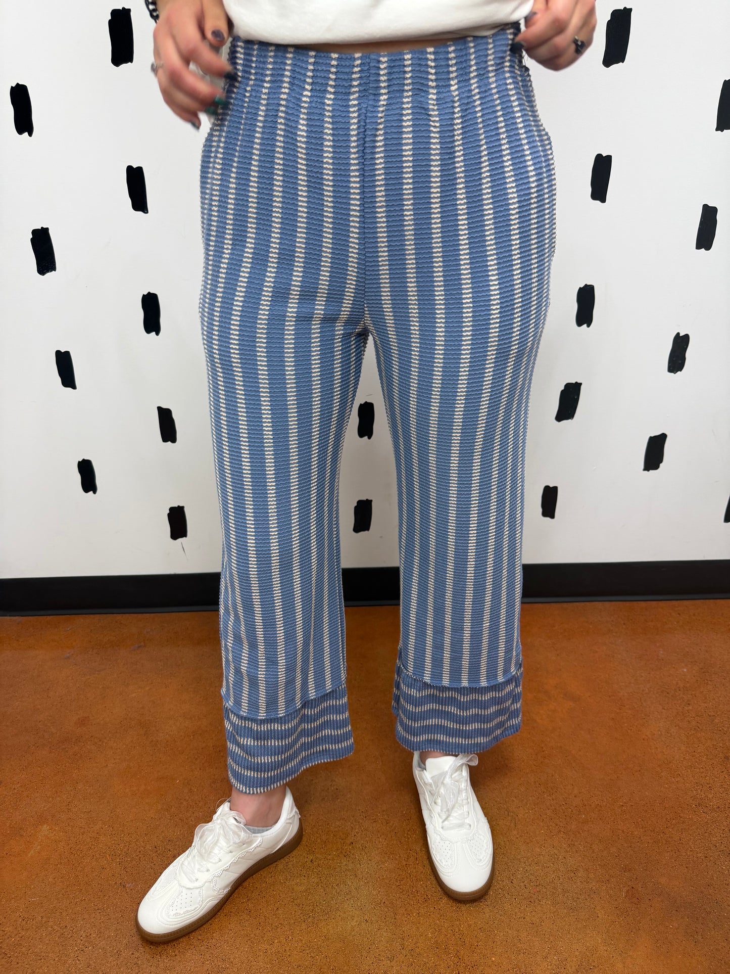 Indigo Striped Wide Leg Pants