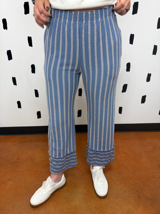 Indigo Striped Wide Leg Pants