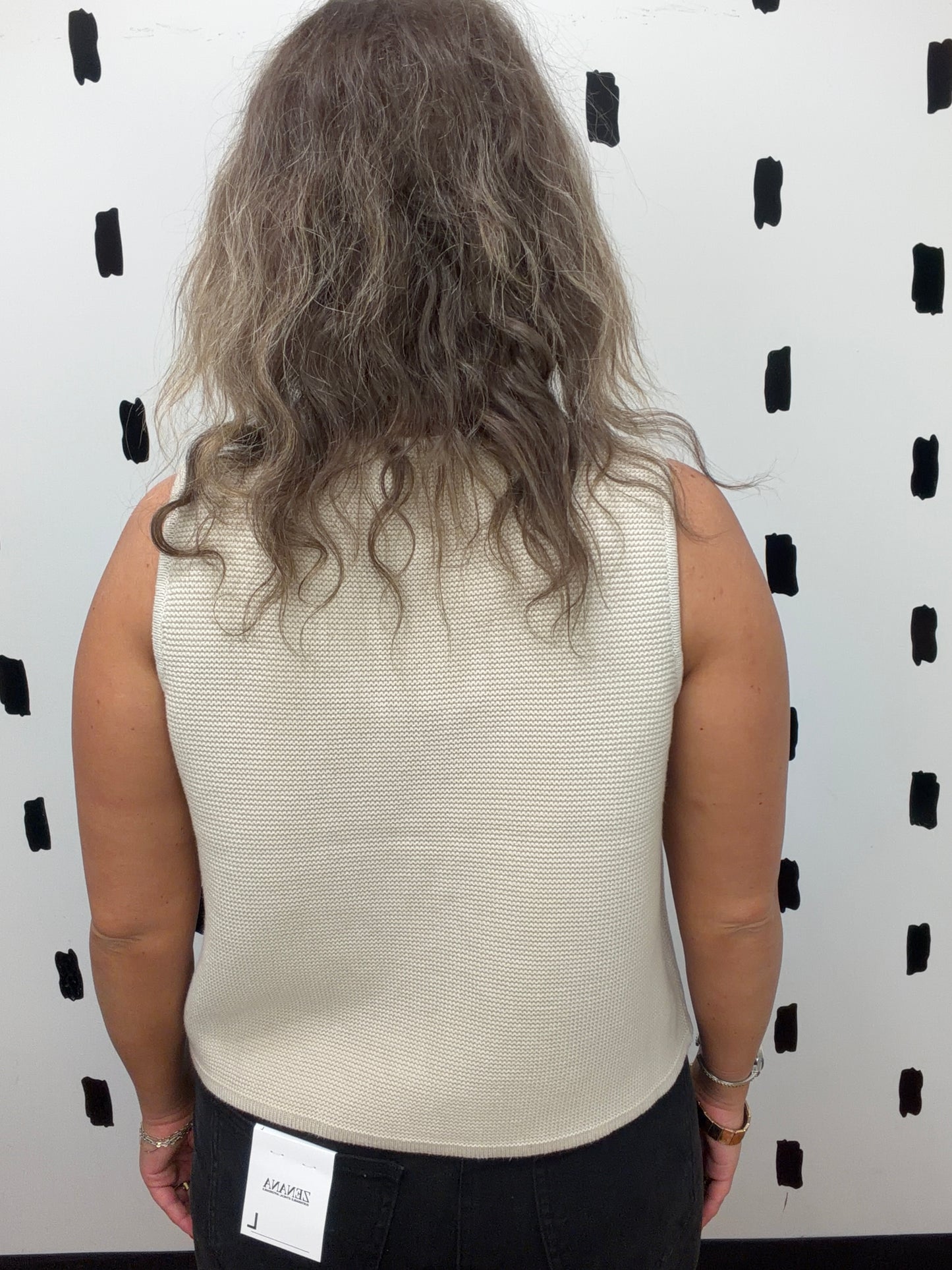 Sand Beige Tie Front Sweater Vest