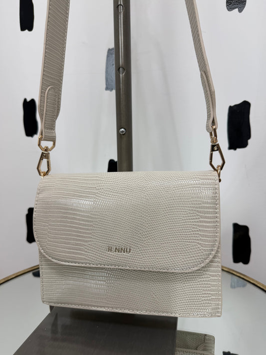 Ivory Croc Embossed Crossbody Bag
