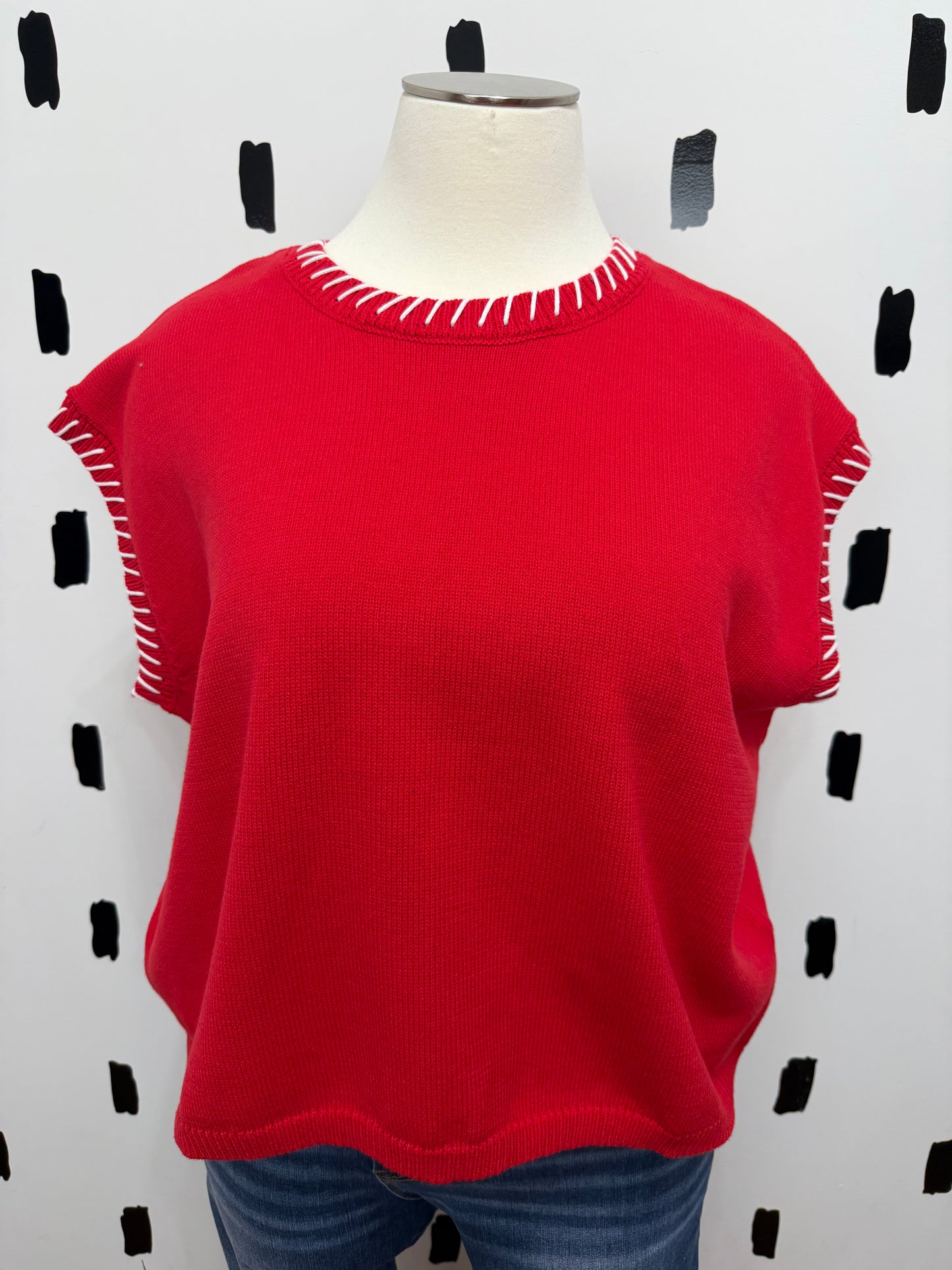 Ruby Stitch Detail Short Sleeve Knit Top