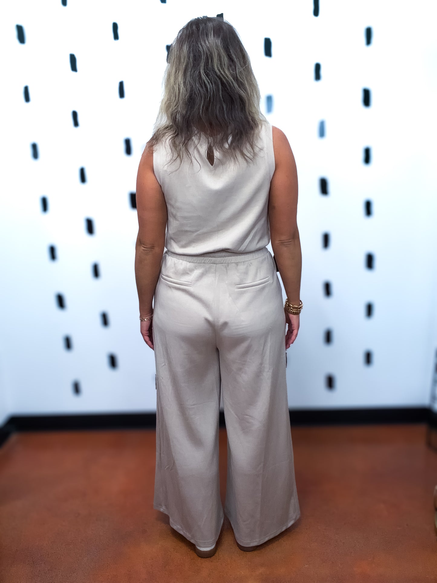 Oat V-Neck Wide Leg Jumpsuit