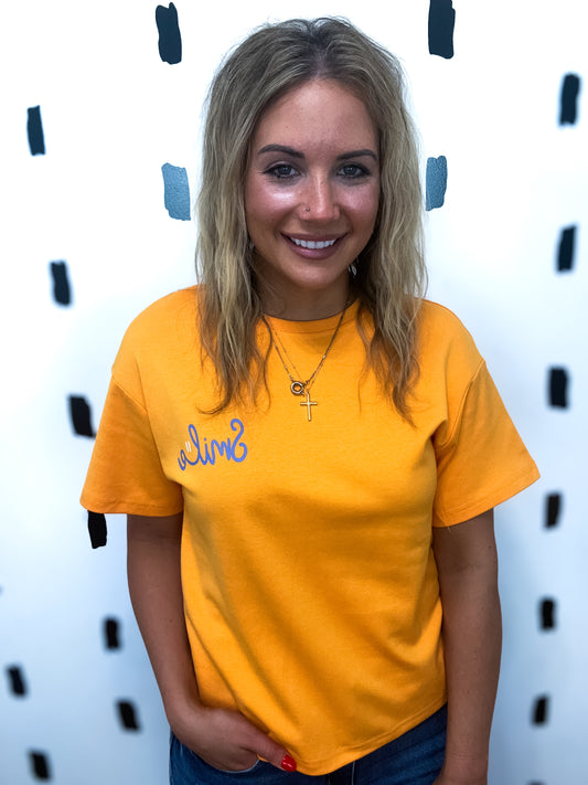 Orange Smile Graphic Short Sleeve Tee
