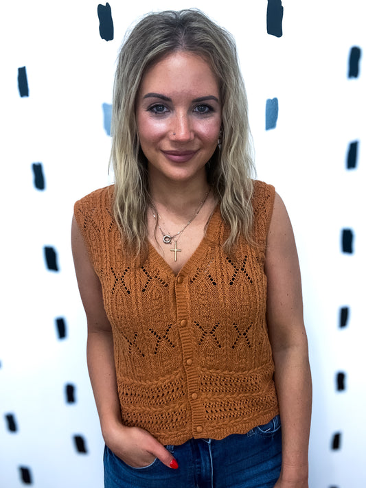 Clay Crochet Knit Sweater Vest