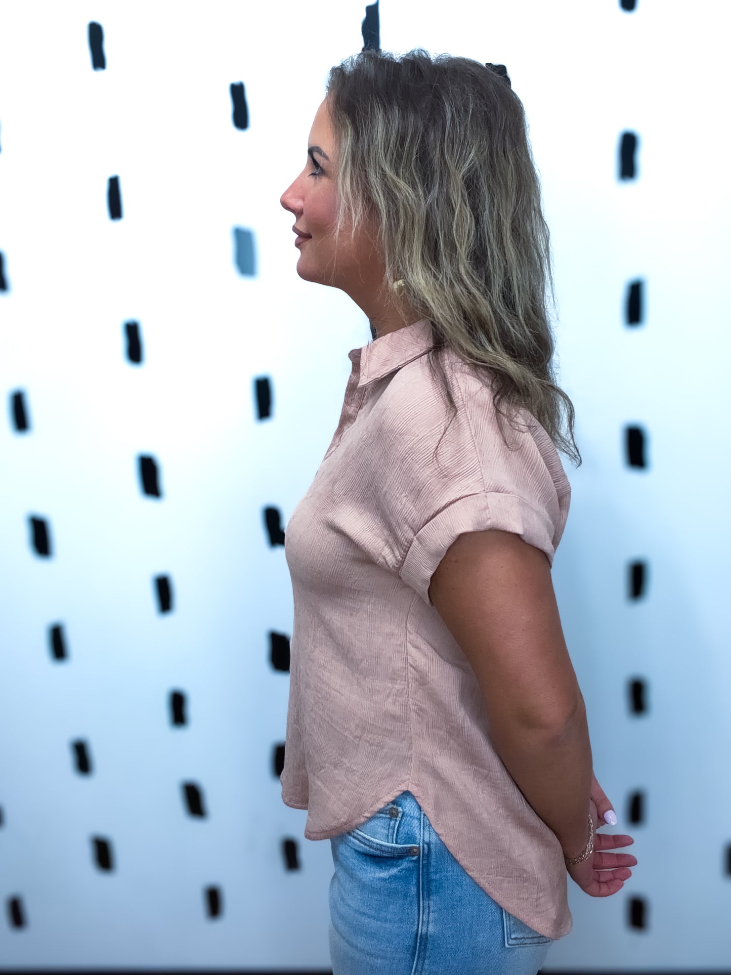 Blush Short Sleeve Blouse