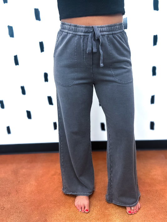Charcoal Wide Leg Crop Pants