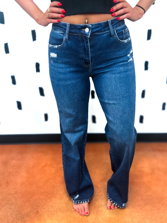 Dark Wash High Rise Wide Leg Jeans