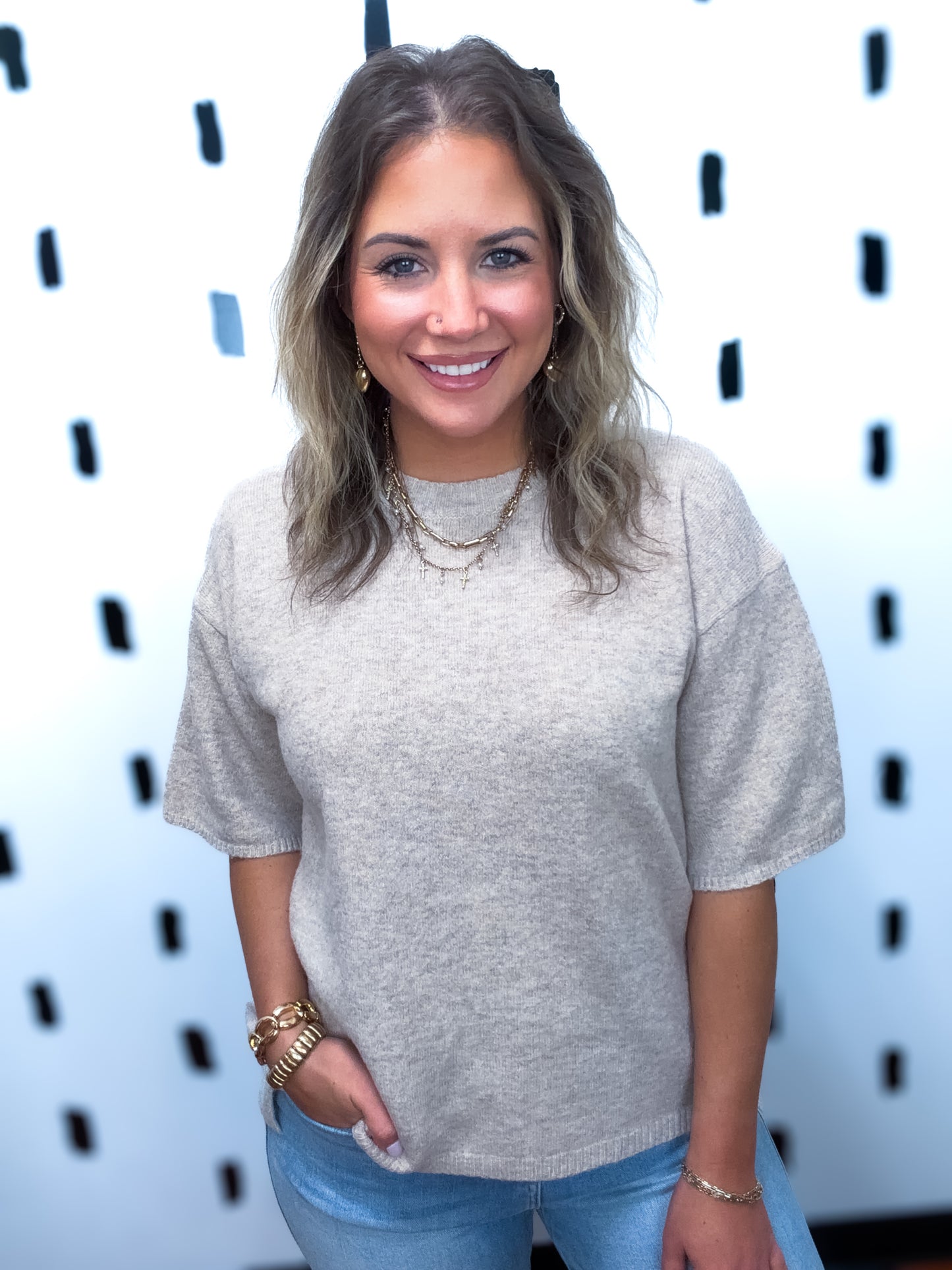 Oat Short Sleeve Knit Sweater