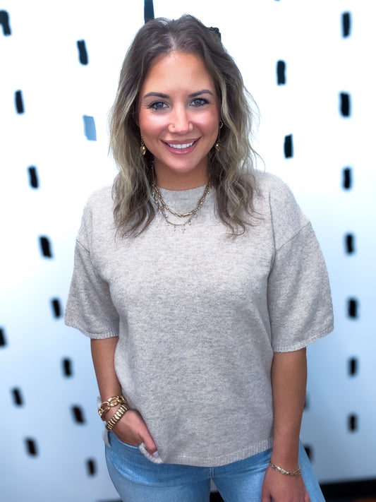 Oat Short Sleeve Knit Sweater