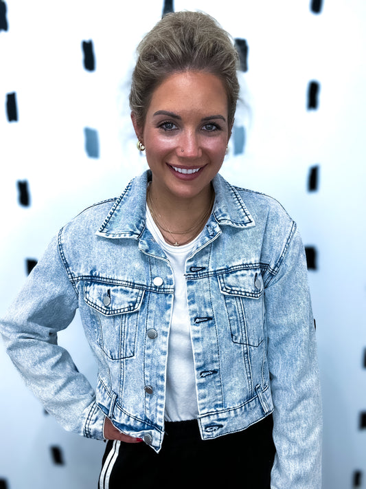 Light Wash Cropped Denim Jacket