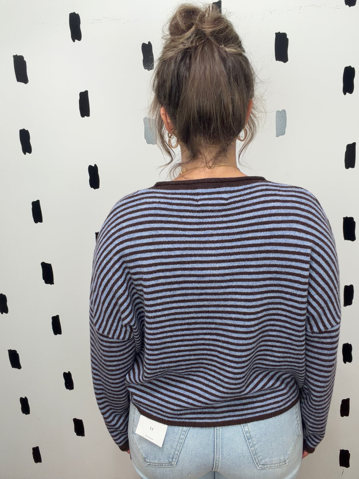 Dark Brown Stripe Button Up Cardigan