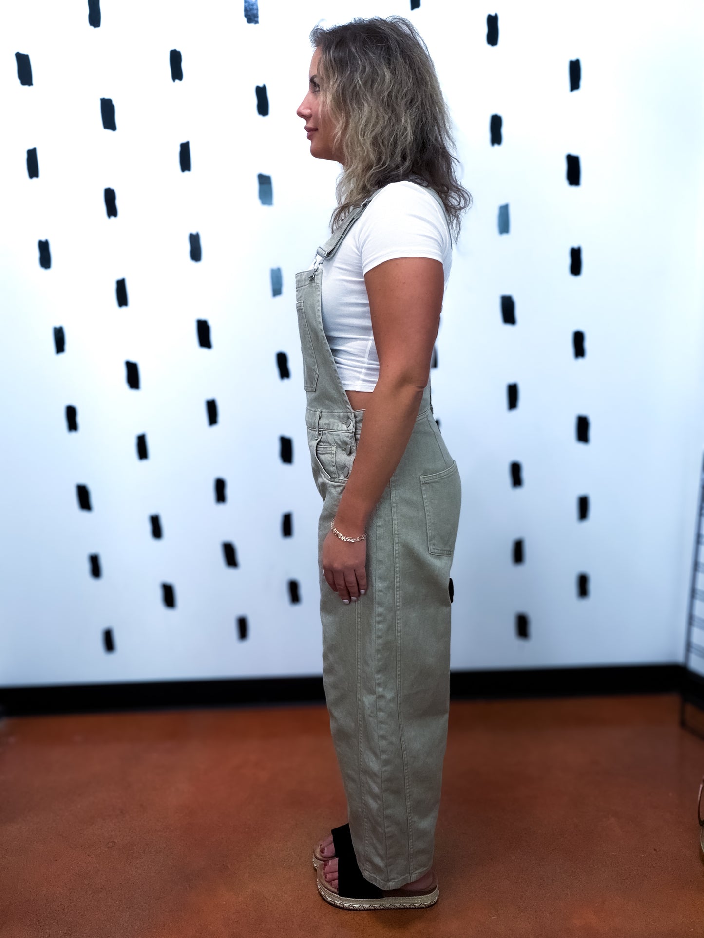 Stone Wide Leg Cropped Overalls