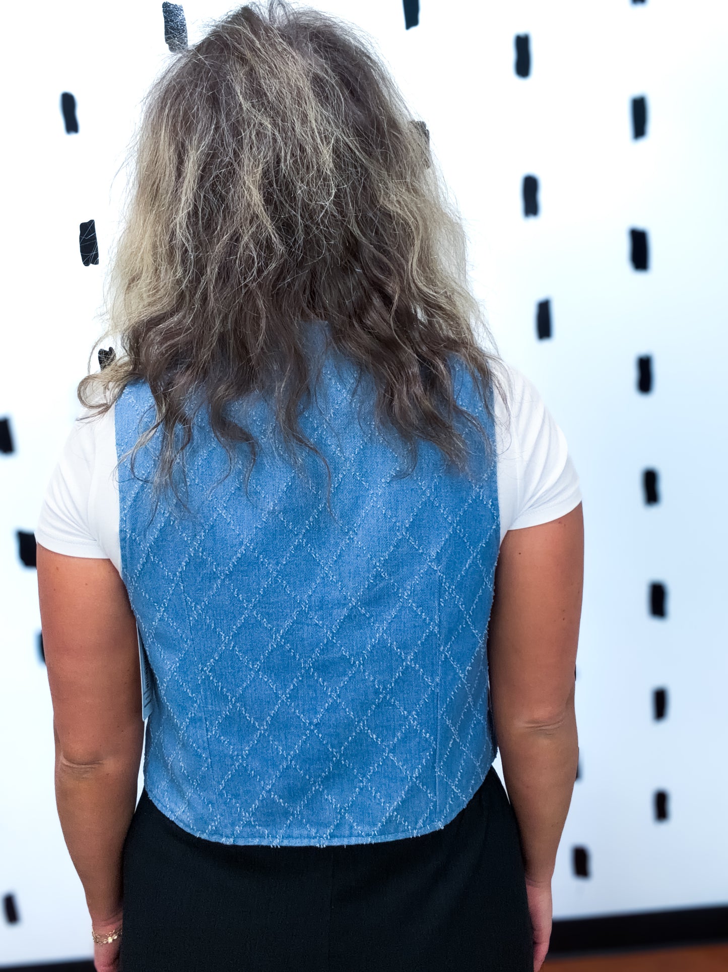 Denim/Red Reversible Woven Vest