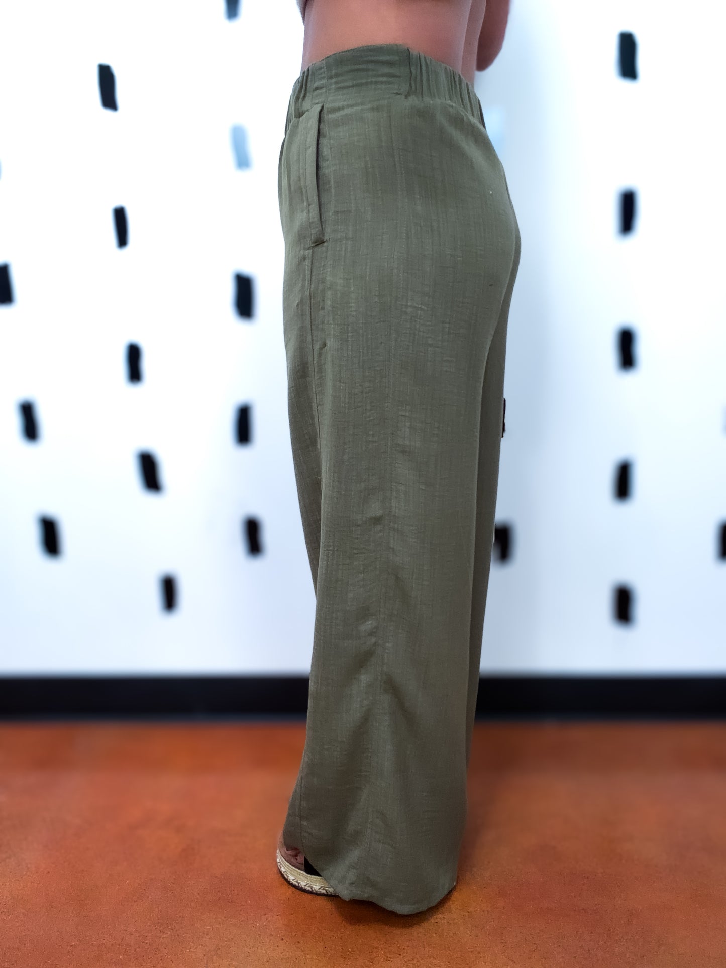 Olive High Waist Wide Leg Pants