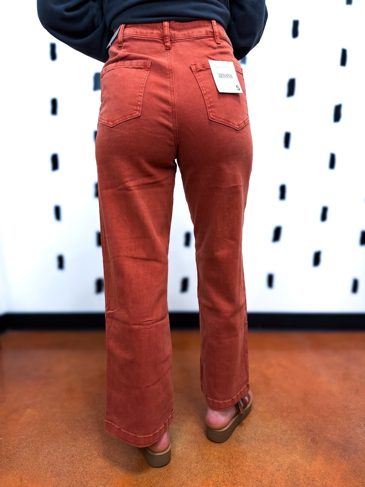 Rust Straight Leg Denim Pants