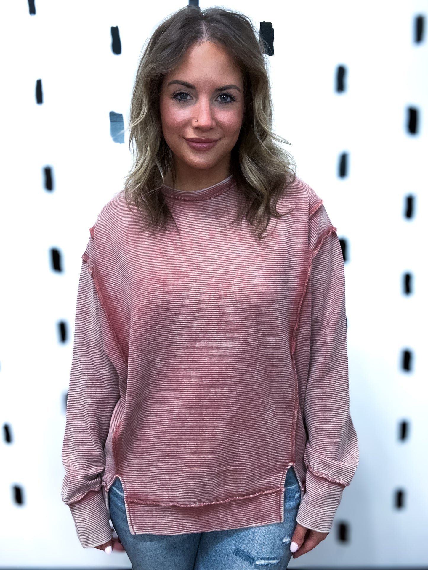 Winter Rose Exposed Seam Pullover