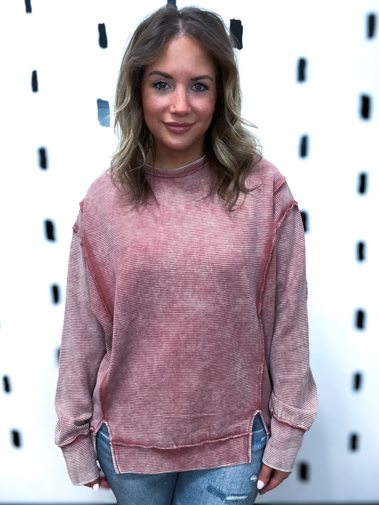 Winter Rose Exposed Seam Pullover