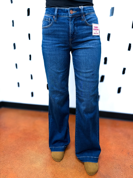 Dark Mid Rise Wide Leg Jeans