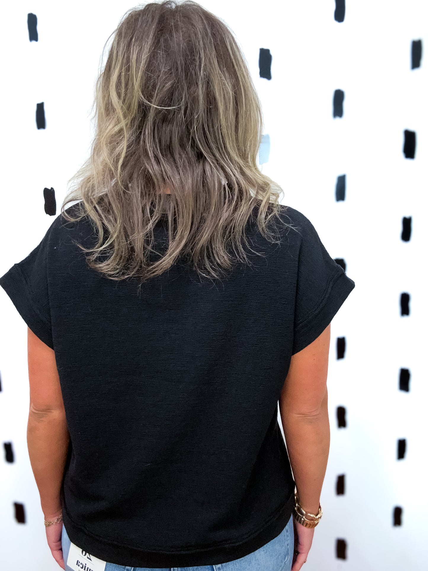 Black Cotton Slub Short Sleeve Tee