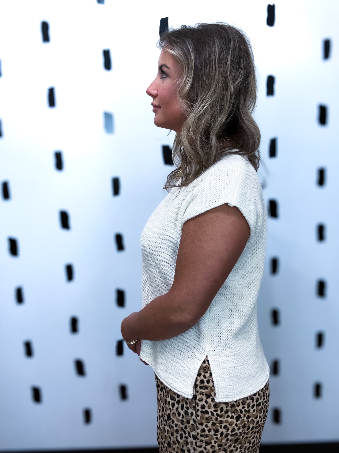 Ivory Crew Neck Sweater Vest