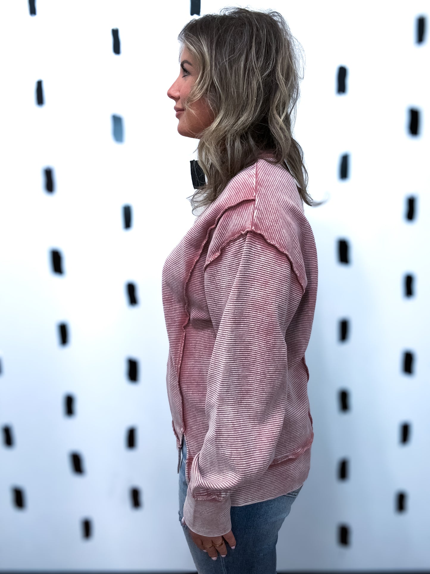 Winter Rose Exposed Seam Pullover