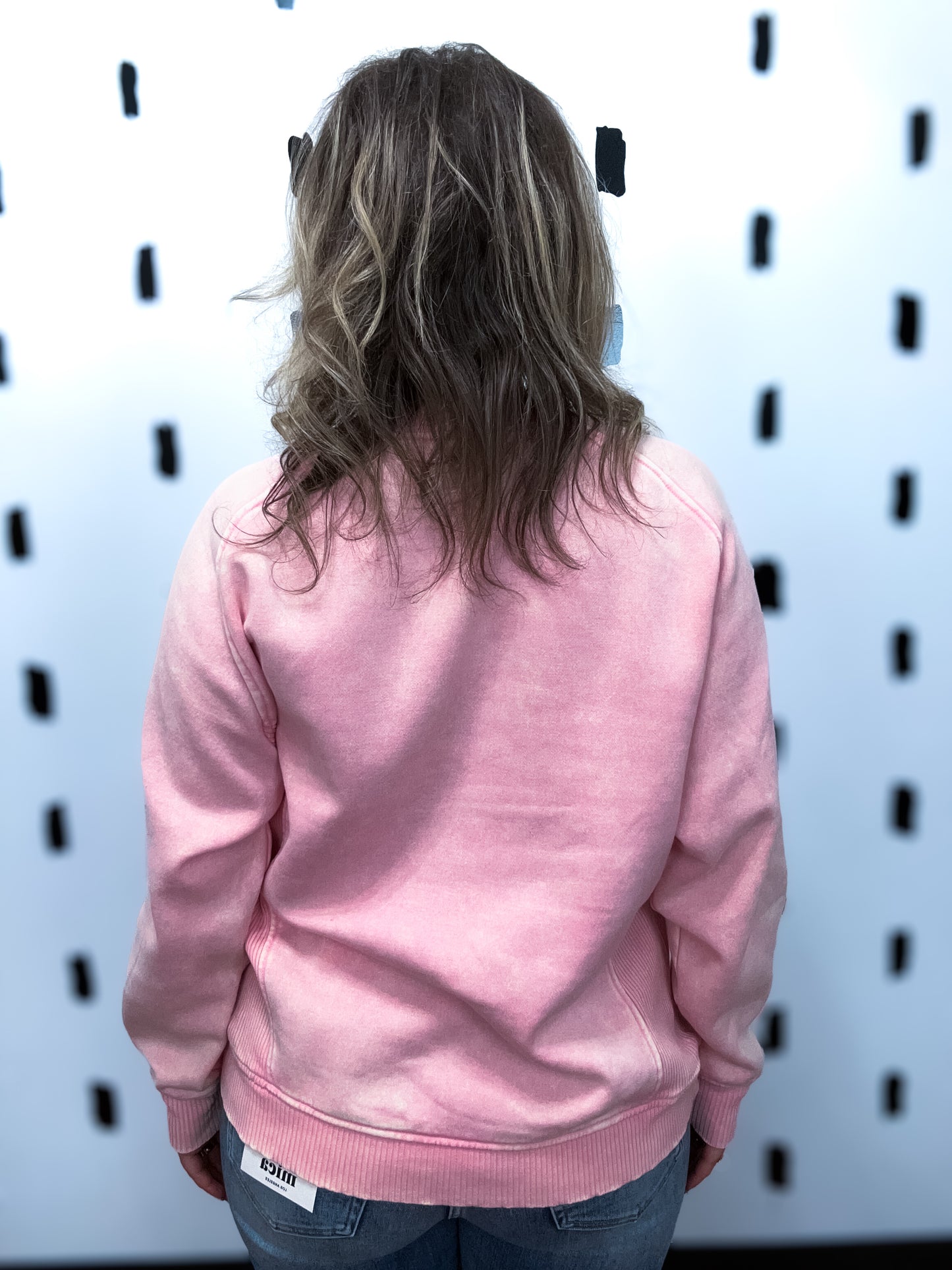 Dk Pink Acid Wash Fleece Sweatshirt