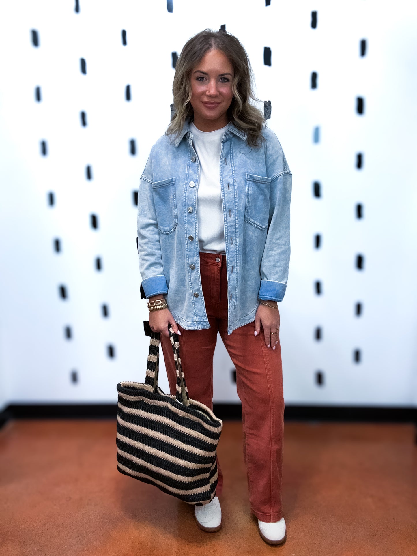 Light Blue Acid Wash Shacket